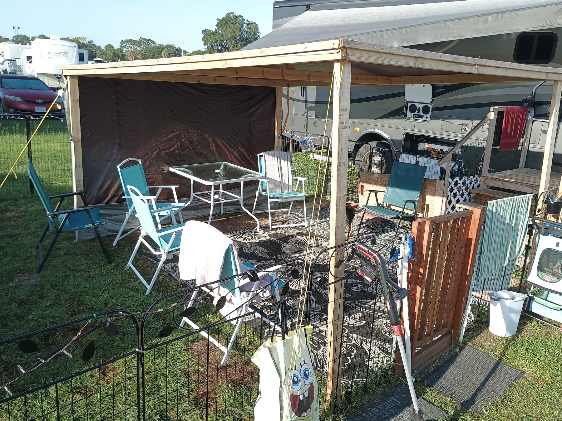 Another angle of Ted’s wooden awning build